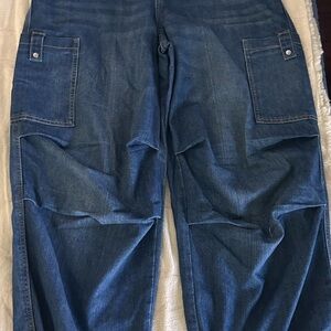 Zara Men's Dark Blue Relaxed Utility Jeans